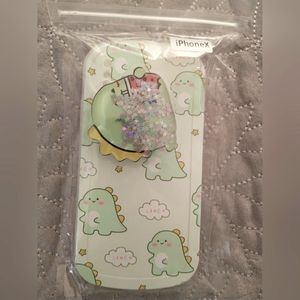 Iphone X/S Case with Glitter pop socket Multi/Clear